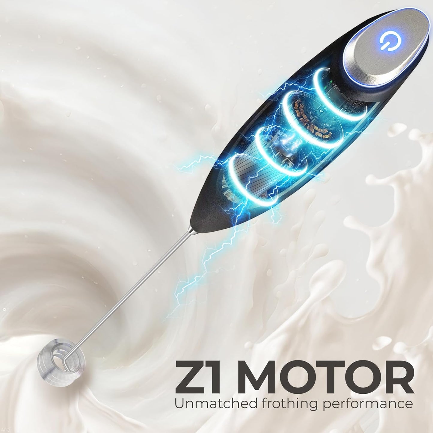 Zulay Kitchen Powerful Milk Frother Wand With Duracell Batteries - Ultra Fast Handheld Drink Mixer - Electric Whisk Foam Maker for Coffee, Lattes, Cappuccino & Matcha - Z1 Motor - Black - Colors A