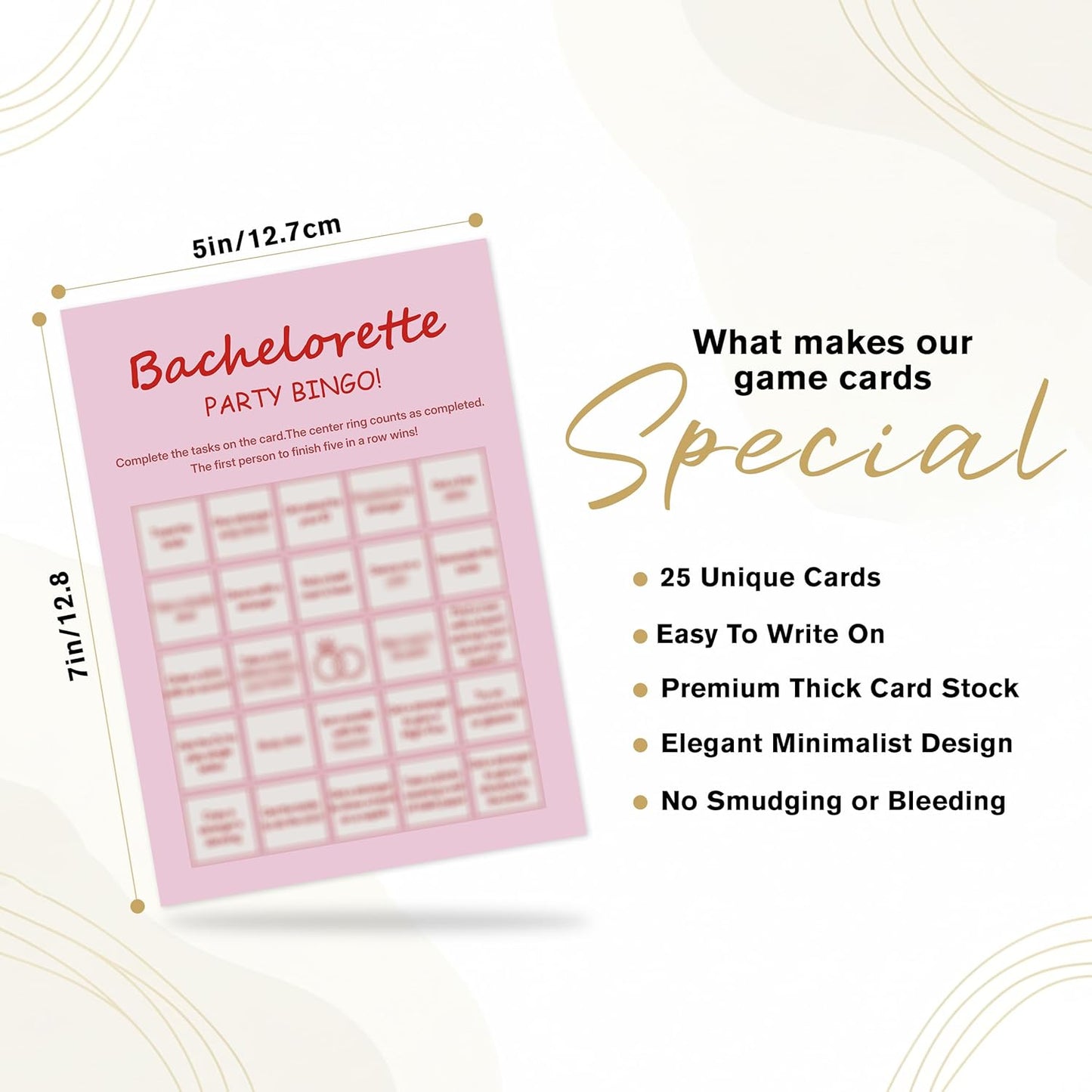 Bachelorette Party Bingo Cards, 25 Unique Sheets, Fun Bridal Shower Game for Guests, Pink Party Activity Celebration