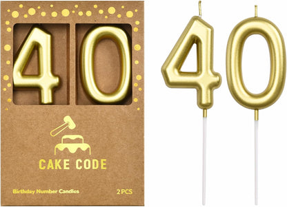 2.76 Inch Classical Gold 5 Number Birthday Candles, Gold Number Candles, Cake Number Candles, Party Celebration