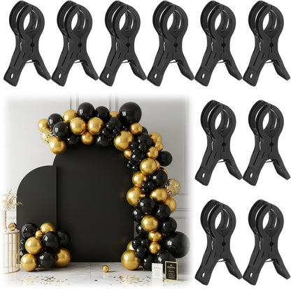 LemonRoad 10 Pack Large Balloon Arch Clips Plastic Transparent Backdrop Spring Clamps 3.5 Inch Heavy Duty Clip for Balloon Arch Kit Birthday Decoration Crafts Woodworking Photography Studios (Clear)