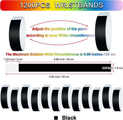 1200 Pcs Plastic Paper Wristbands for Events Neon Color Wrist Bands Concert Identification Wristbands Paper Bracelets Wristbands Party Hand Bands (Multicolor)