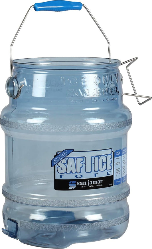 San Jamar Saf-T-Ice Ice Tote with Ice Machine Hanger for Bars, Restaurants, Kitchens, And Fast Food, Polycarbonate, 6 Gallons, Blue, (Pack of 2)