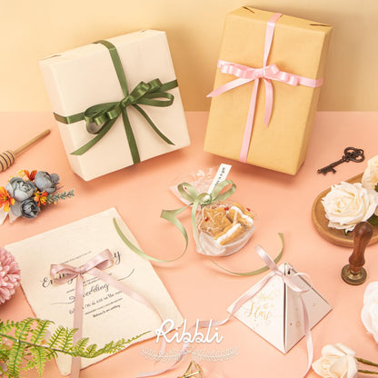 Ribbli Double Faced White Satin Ribbon,3/8” x Continuous 25 Yards,Fabric Ribbon use for Bows Bouquet,Gift Wrapping,Floral Arrangement