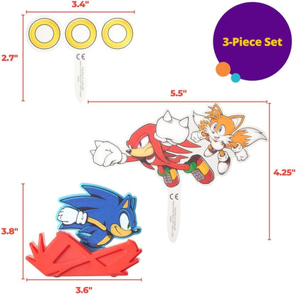 DecoPac Sonic the Hedgehog Rings, Cupcake Decorations Featuring Sonic, Tails, and Shadow - 24 Pack