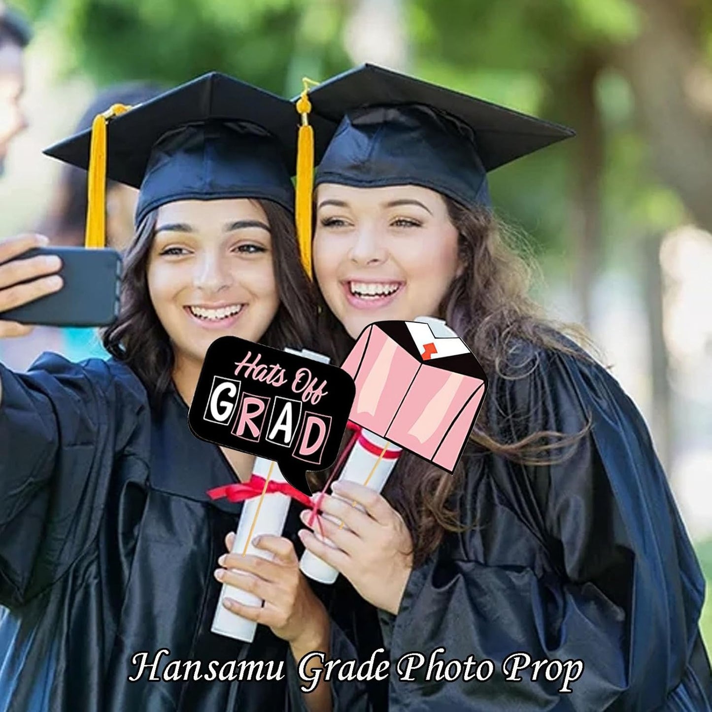 24Pcs 2026 Graduation Photo Booth Props, Pink Funny Class of 2026 Grad Selfie Photobooth Props for High School College Graduation Ceremony Party Decorations Supplies