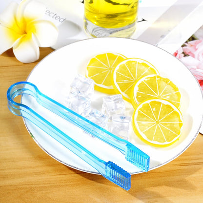 10 Pcs Plastic Buffet Serving Tongs, Clear Kitchen Tongs Mini Serving Utensil Tongs for Food Ice Salad Buffet Barbecue Cookies, 6.3 Inches