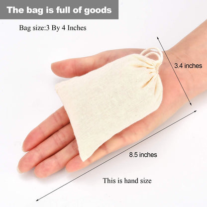 Tatuo 50 Pieces 4 x 6 Inches Muslin Cotton Drawstring Bags Canvas Linen Sachet Bag Reusable Empty Gift Pouch for Party Home Supplies