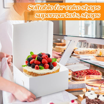 Ireer 50 Pack 12 x 12 x 5 Inch White Cake Boxes Cardboard Bakery Boxes for Pie Pastry Cookie