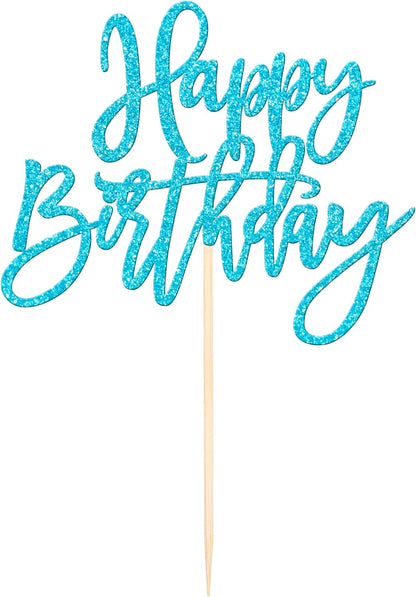 ZHUOWEISM 1 PCS Gold Happy Birthday & Anniversary Cake Topper