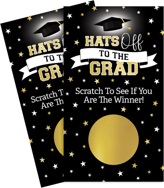 DISTINCTIVS Scratch Off Graduation Party Game, Black and Gold, Graduation Games for Parties Class of 2026, 30 Cards