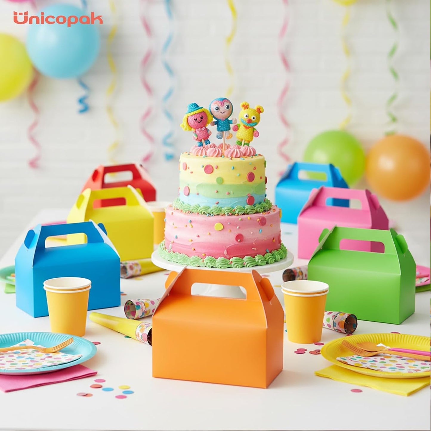 UnicoPak 30 Pack Party Favor Boxes Treat Boxes, White Gable Gift Boxes for Party Favors Goodies Cookies Treats Candies Meals Lunch, 6.5x3.5x3.5 Inches