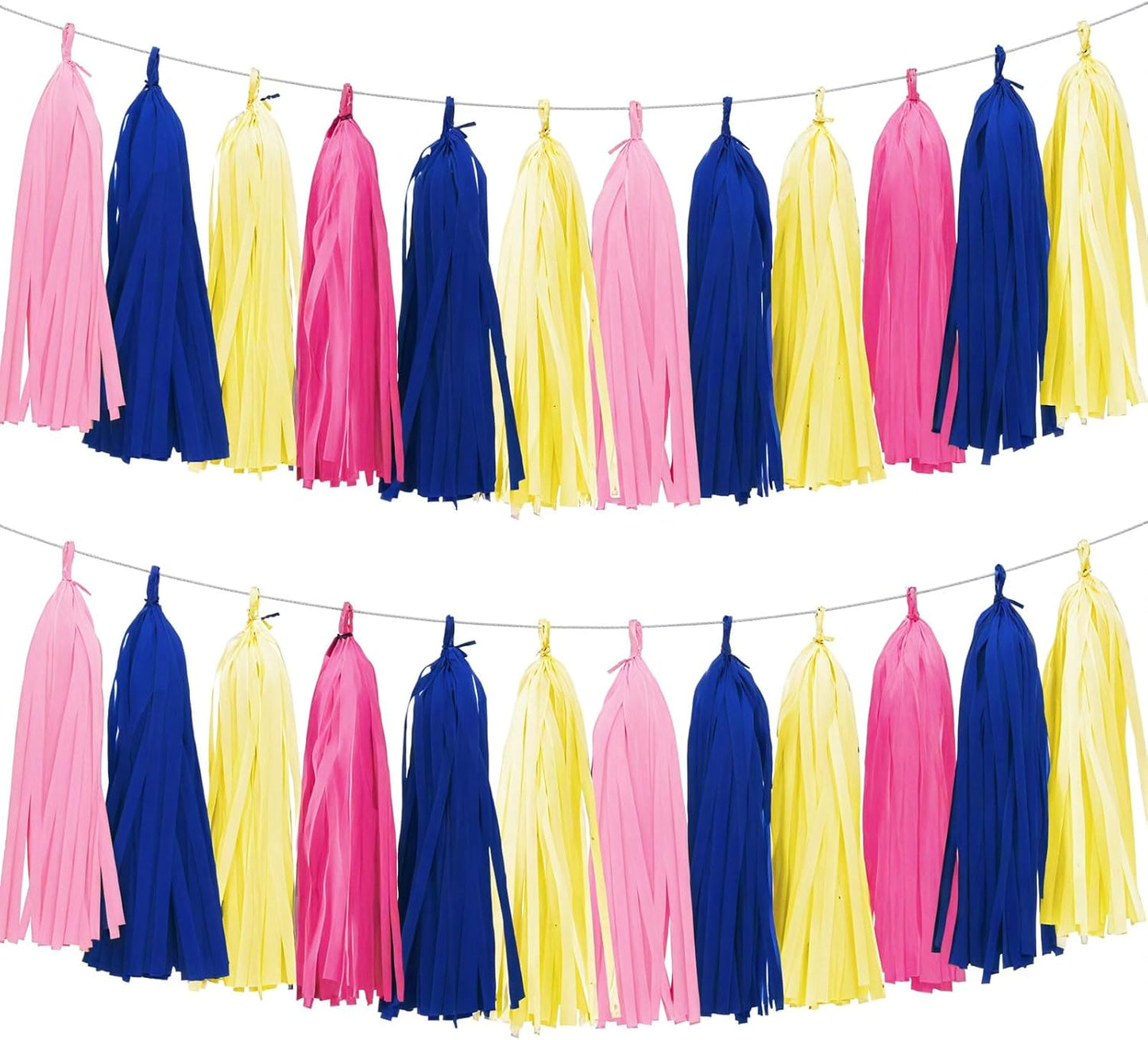 Tassel Garland Tissue Paper Tassel Banner,Tassels Party Decorations for Wedding,Birthday,Bridal/Baby Shower,Pack of 15 (Burgundy/Black/Silver)