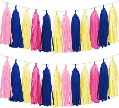 Tassel Garland Tissue Paper Tassel Banner,Tassels Party Decorations for Wedding,Birthday,Bridal/Baby Shower,Pack of 15 (Burgundy/Black/Silver)