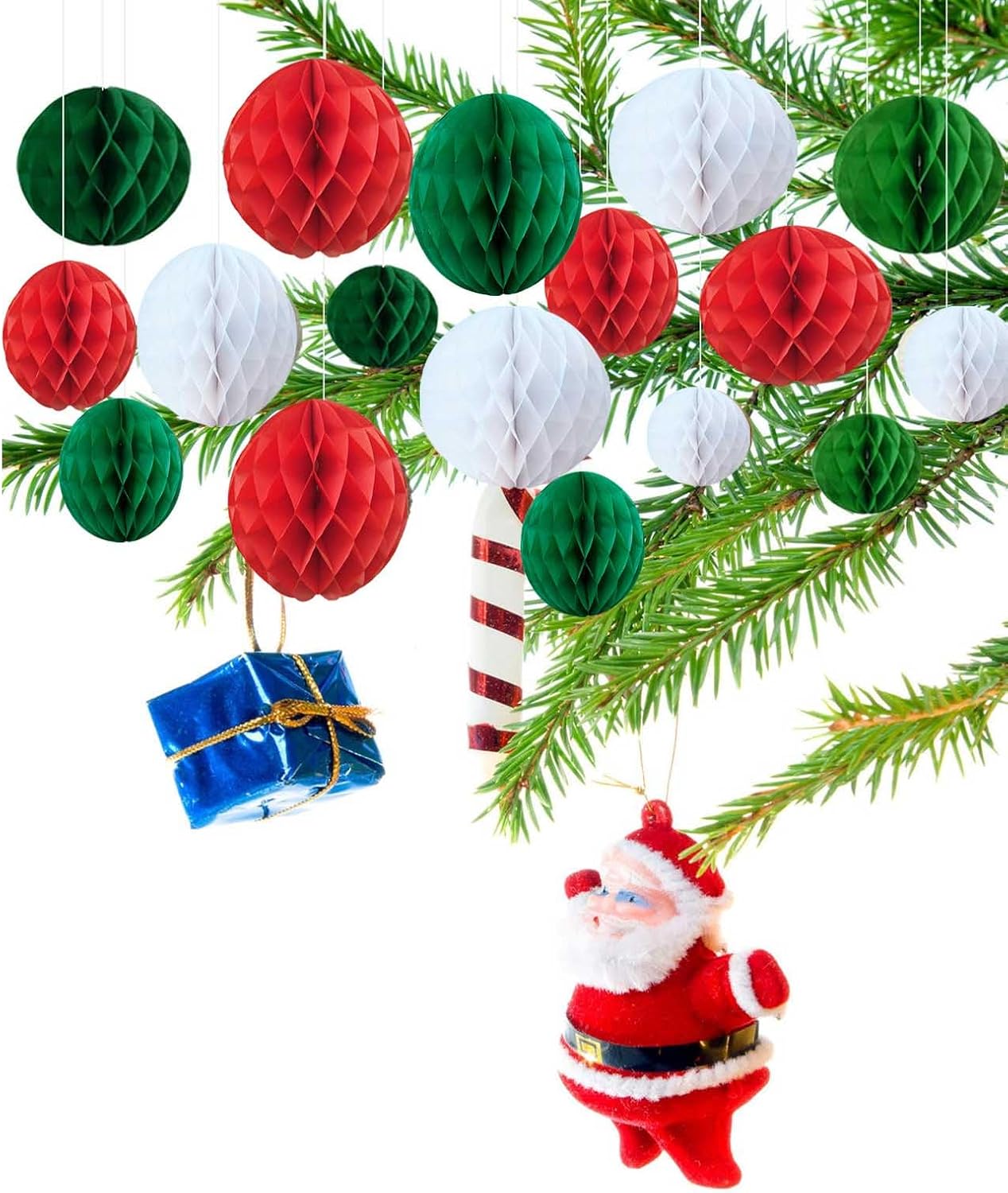 Rainbow Paper Honeycomb Balls,6 and 10 inch Hanging Tissue Pompoms,12 Pack Party Decorations