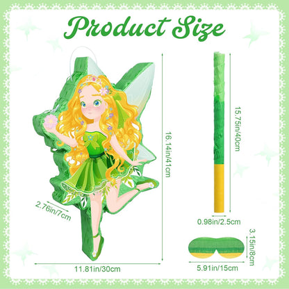 VioraWhite Fairy Piñata Princess Birthday Decorations Fairy Party Piñata Set with Stick and Blindfold for Girls Kids Butterfly Birthday Party Game Decorations Supplies