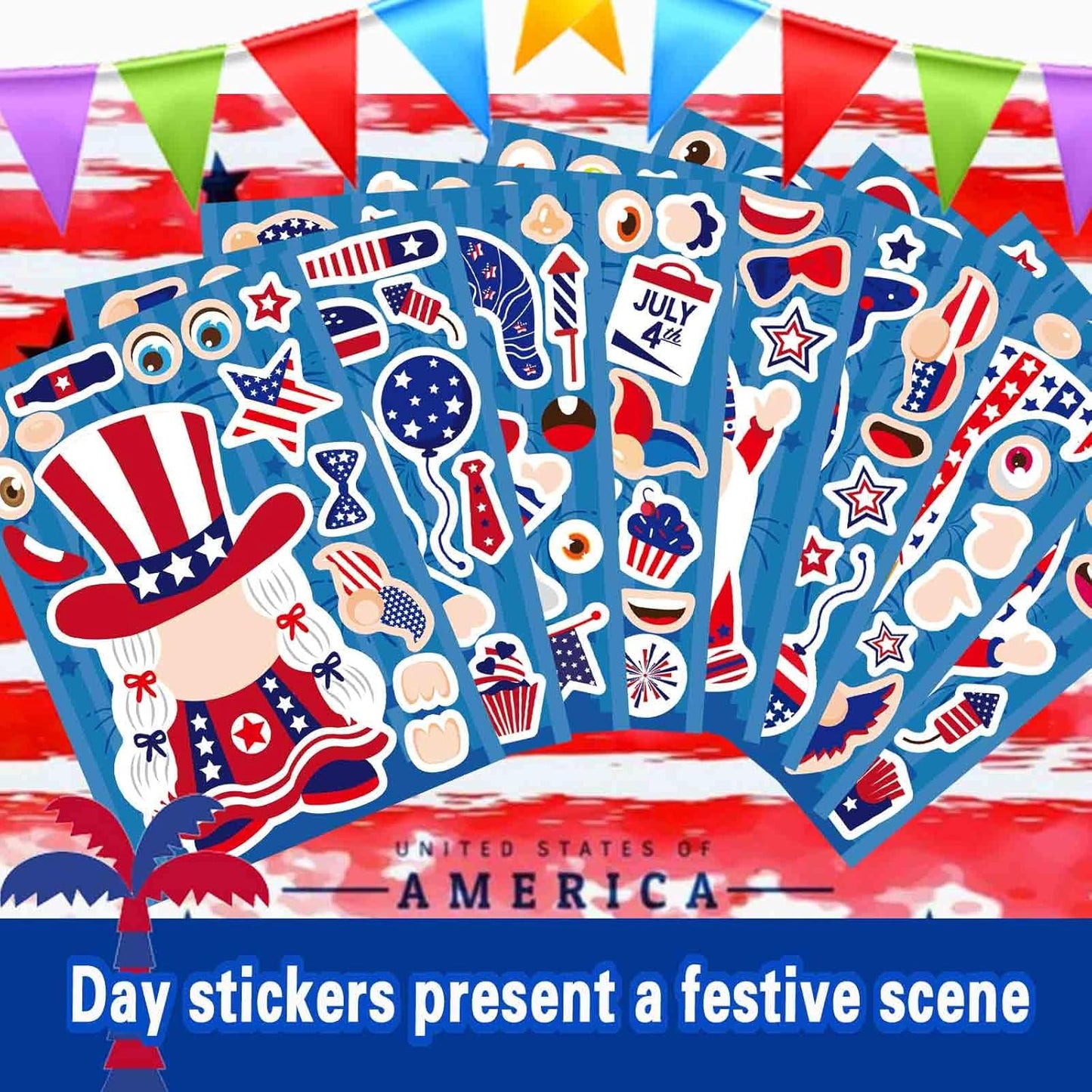 24 Sheets Summer Stickers for Kids Toddlers, Make-a-face Stickers for Kids Classroom Make Your Own Animal Mix & Match Sticker, Pool Beach Luau Hawaii Sticker, Summer Holiday Party Favors