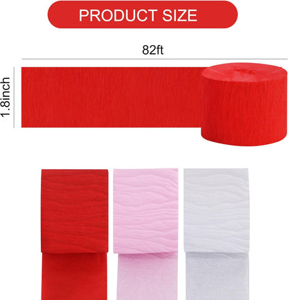 BEISHIDA 8 Rolls Red Yellow Blue and Green Crepe Paper Streamers for Carnival Circus Sesame Street Paw Party Decorations, Birthday DIY Craft Paper(1.8 Inch x 82 Ft/Roll)