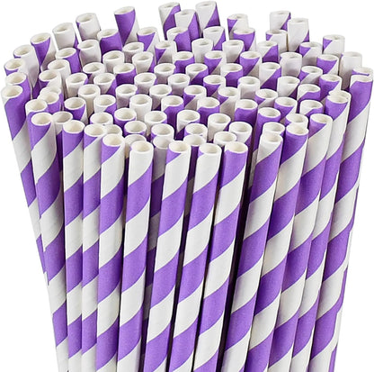 Disposable Paper Straws Solid Green - 7.75'' x 0.24'', 100 Counts - for Drinking, Beverage, Juice, Soda, Bar Supplies