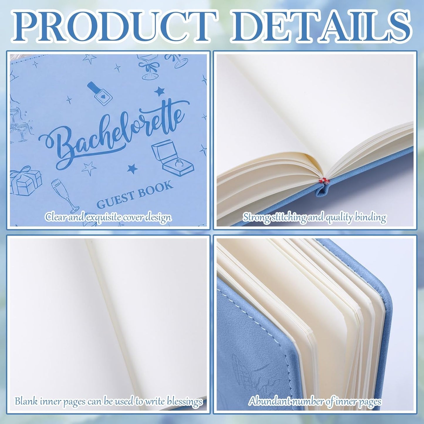 Patelai Bachelorette Party Guest Book with Pen, 8.7 x 7.1 Inches for Bridal Shower Scrapbook Photo Album Signature Memory Keepsake Book Bachelorette Wedding Party Favors, 56 Sheets