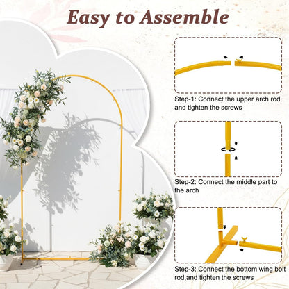 Vincidern 6.6 FT Wedding Arch Backdrop Stand for Parties, Balloon Arch Stand, Wedding Arches for Ceremony, Metal Arch Backdrop Stand for Bridal Baby Showers, Birthday Party Decoration Door Frame Gold