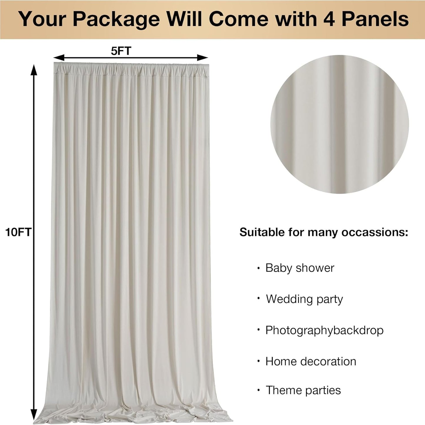 10ftx10ft Black Backdrop Curtains for Weddings Parties, Wrinkle Free 2 Panels Silky Polyester Photo Backdrop Drapes Back Drop Cloth Drapery for Birthday Mother'sDay Photography Background