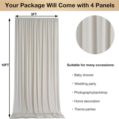10ftx10ft Black Backdrop Curtains for Weddings Parties, Wrinkle Free 2 Panels Silky Polyester Photo Backdrop Drapes Back Drop Cloth Drapery for Birthday Mother'sDay Photography Background