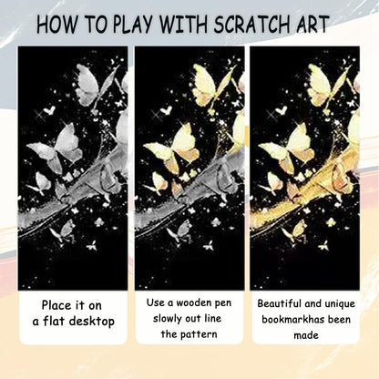 Scratch Art Bookmarks Kit, 24 Sheet Paper with Scratching Tools for DIY Party Favors, Christmas Stocking Stuffers