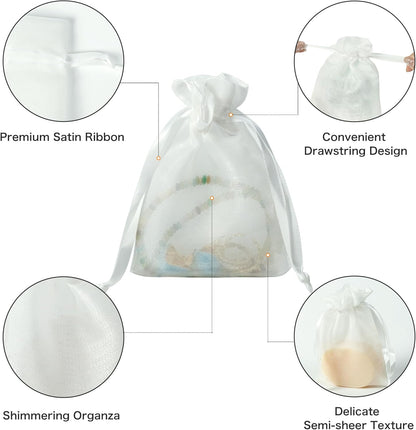 QIANF 20 Pcs Peacock Blue Small Organza Bags 3X4 inch for Wedding Favors with Drawstring, Mini Mesh Gift Bags Jewelry Pouch for Candy Bridal Shower Party Favor Baby Shower Christmas