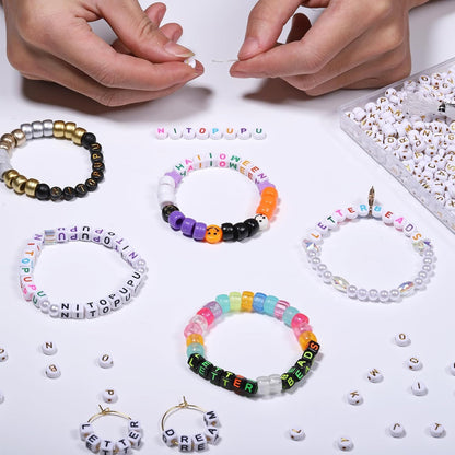 1000Pcs Glow Letter Beads Acrylic Alphabet Bead Glow in The Dark, 4x7 mm Round Beads for Friendship Bracelets and DIY Crafts