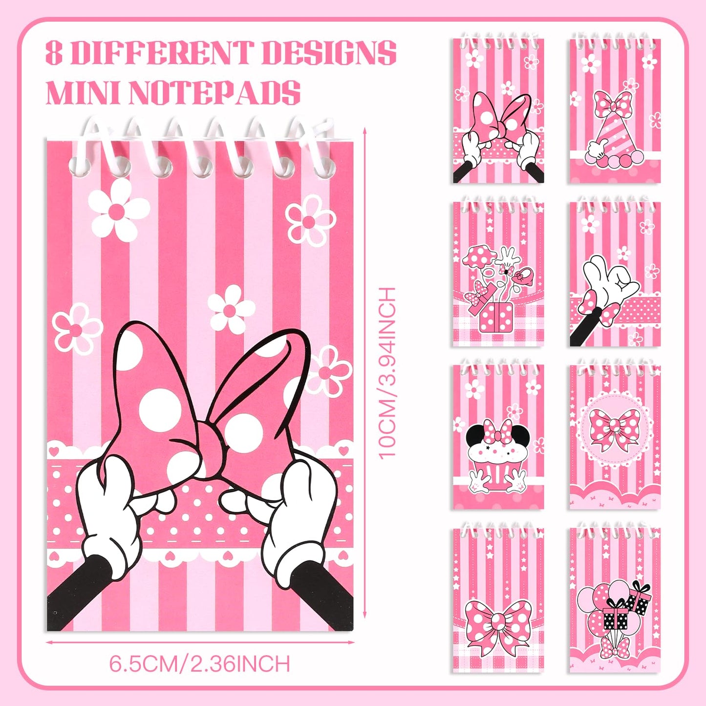 Fprl 24 Pcs Spiral Pocket Notepads for Mouse Theme party Goodie Bag Stuffers, Classroom Prizes, party supplies,3.9 x 2.4 Inches