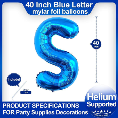 40 Inch Blue Letter A Balloons, DIY Phrase Foil Alphabet Letter A Balloons DIY Word A Banner for Birthday Anniversary Celebration Graduation Party Supplies Decoration