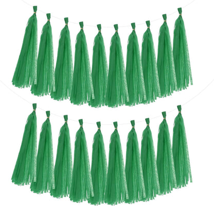 MECCANIXITY 20Pcs Tassel Garland Banner Tissue Paper for Streamers Party Decorations, Valentine's Day Birthday Decor for Women with Rope and Tie Wire (Pink, 14.6Inch)