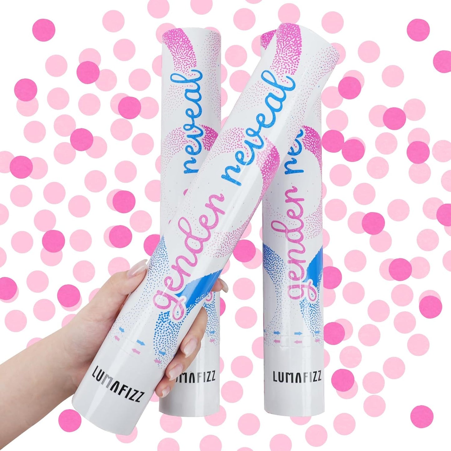 Gender Reveal Confetti Cannon - Biodegradable Confetti Poppers - Pink & Blue, 2 Pack - Party Supplies Pop Gun-Cannon for Boy or Girl Baby Reveal Party Supplies (1Pink +1Blue)