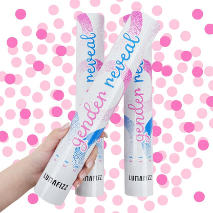 Gender Reveal Confetti Cannon - Biodegradable Confetti Poppers - Pink & Blue, 2 Pack - Party Supplies Pop Gun-Cannon for Boy or Girl Baby Reveal Party Supplies (1Pink +1Blue)