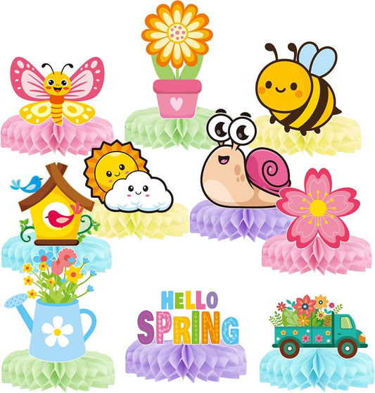 Yquqwn 10 Pcs Spring Honeycomb Centerpieces for Table Spring Theme Paper Decorations Double Sided Floral Garden Party Supplies for Birthday Party and Baby Shower