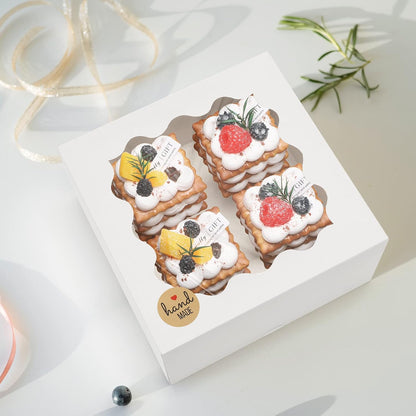 Eupako Auto-popup 10x10x5 Cake Boxes with Window, 24pcs Quick Fold White Bakery Boxes, Easy Assemble Gift Box for Pies, Cookies, Pastries, Chocolates, Party, Wedding