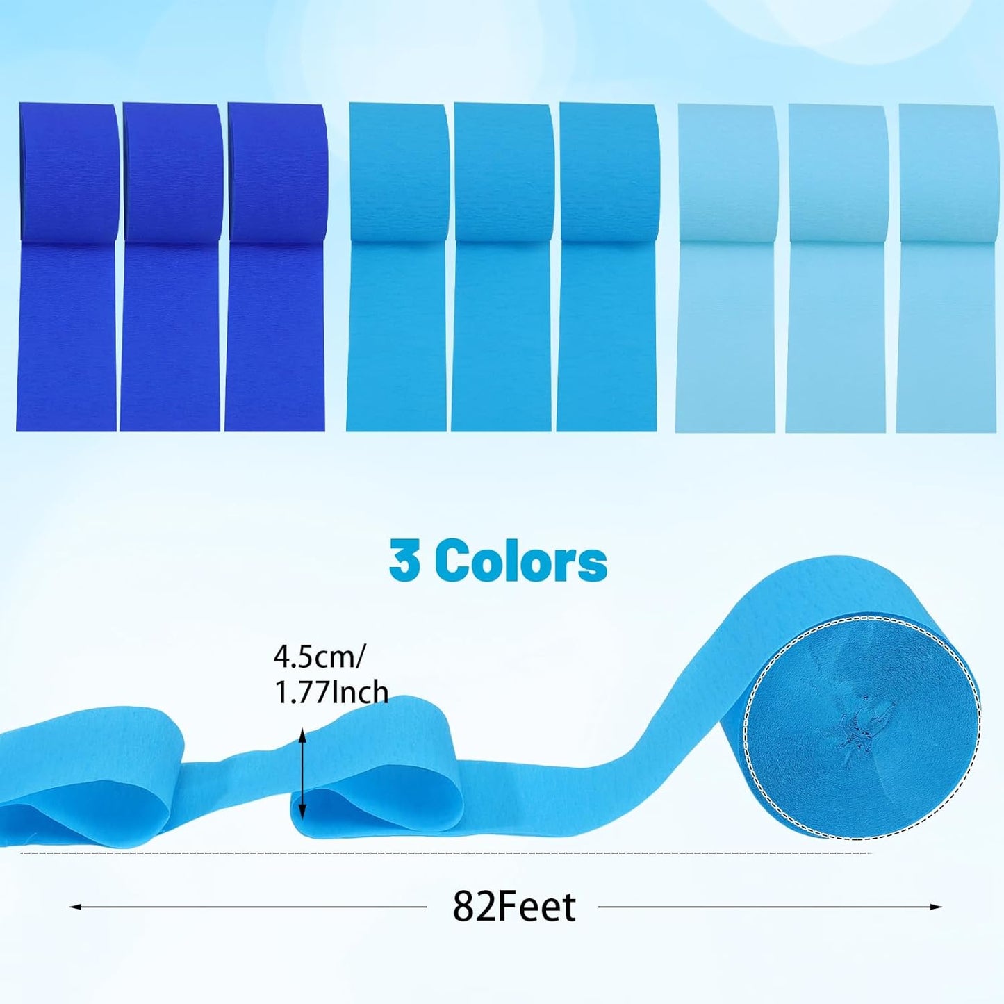Pastel Crepe Paper Streamers 9 Rolls 738ft,Fancy Streamers Party Decorations for Birthday Mother's Day Wedding Holiday Decorations DIY Gift Wrapping, 1.77 Inch x 82 Ft/Roll
