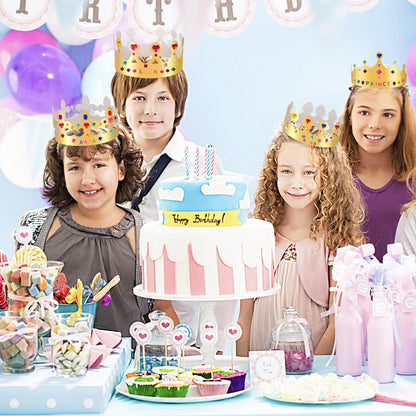 Gold Paper Crowns, Diy Birthday King Crowns Craft to Decorate, Paper Prince Princess Crown Hats for School Classroom