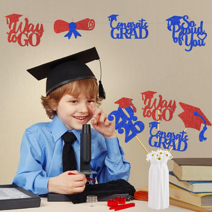 24Pcs Graduation Centerpieces for Tables: 2026 Graduation Centerpiece Sticks Class of 2026 for Grad Table Decorations Congrats Decorations (Black)