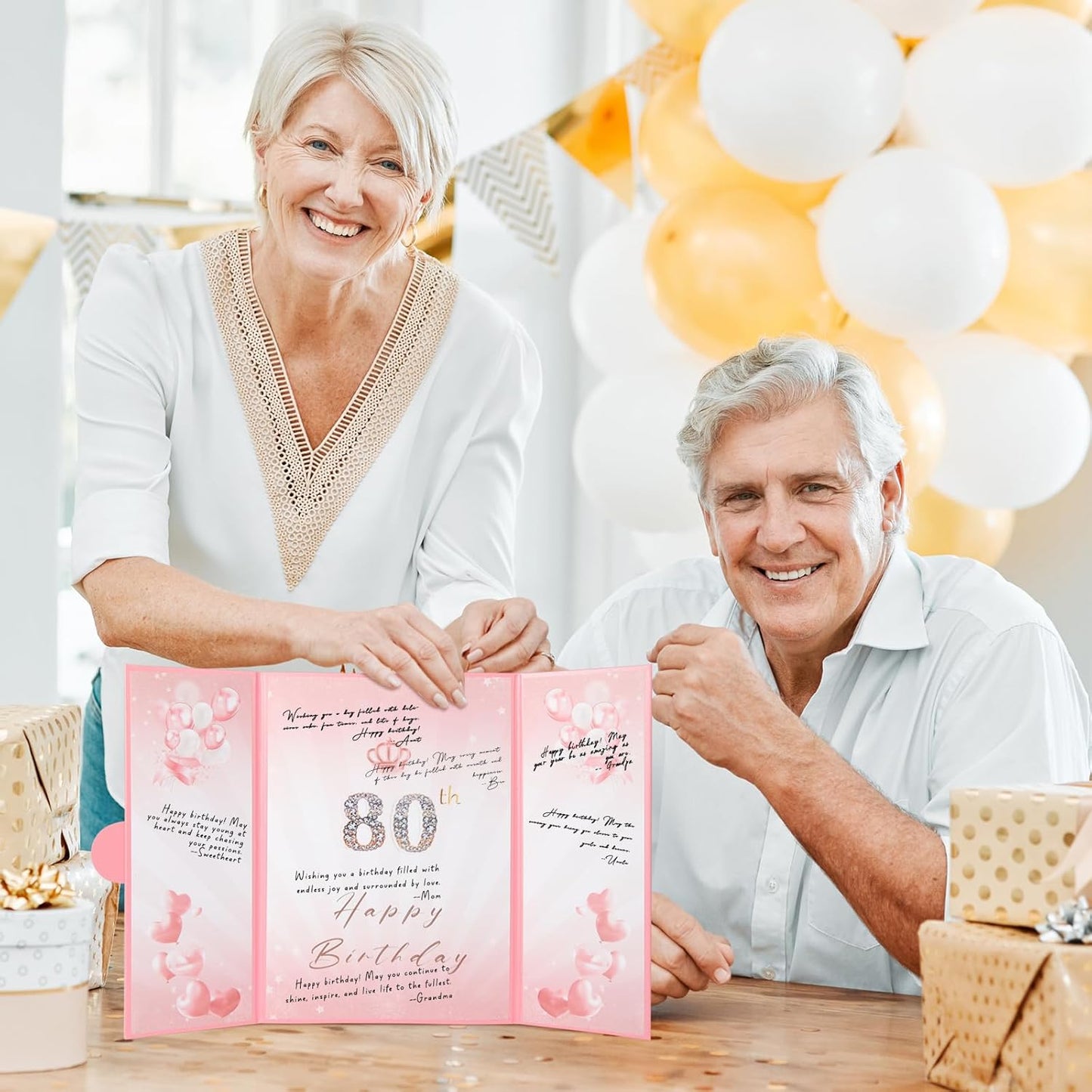 Rose Gold Birthday Party Decorations,18" x 12" Creative Birthday Decorations Guest Sign in Book Alternative, for Men and Women of All Ages, Happy Birthday Party Supplies