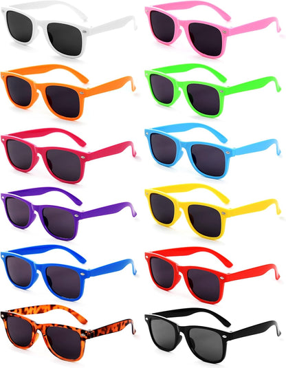 Party Sunglasses Bulk - Adult Retro Plastic Pack of 12 Vintage Sunglasses for Men Women - Party Favors