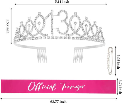 CAVETEE Silver Birthday Crown for Girls Birthday Decorations Birthday Gifts for Women and Girls