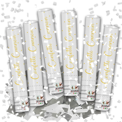 12" Black Gold Confetti Cannon Party Poppers for Birthday Graduation Wedding Retirement New Year Celebrations - Easy to Use, Pack of 2
