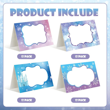 Jetec 48 Pcs Hawaiian Cartoon Place Cards Hawaii Hibiscus and Tropical Leaves Print Table Name Cards Tent Placards Buffet Food Label for Table Setting Hawaiian Themed Party Supplies