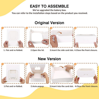 Moretoes 30pcs Bakery Boxes, 8x8x2.5 Cookie Boxes with Window, White Treat Containers for Donuts, Chocolate Strawberries, Pie, Birthday Party, Mother's Day, Weddings