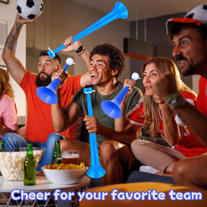 Denylo pro Collapsible Stadium Horn 24 Inch Vuvuzela Plastic Trumpet Horn Blue Blow Horn Loud Sound Soccer Horn Noisemakers for Sporting Events Graduation Party Supplies