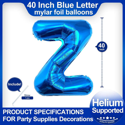 40 Inch Blue Letter A Balloons, DIY Phrase Foil Alphabet Letter A Balloons DIY Word A Banner for Birthday Anniversary Celebration Graduation Party Supplies Decoration