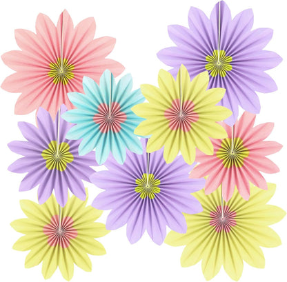 Party Hanging Paper Fans Decoration Set for Wedding Birthday Party Mother's Day Round Events Accessories Set of 8