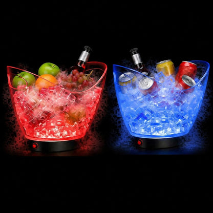 Umigy 4 Pcs LED Ice Buckets 2l Clear Plastic Beer Buckets with LED Light RGB Colors Changing Cooler Ice Container with Stand for Party Home Bar Ktv Clubs