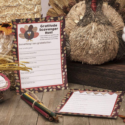 “I Am Grateful For” Gratitude Scavenger Hunt Thanksgiving Fill In Game Cards, Ten 5" x 7" Fill In The Blank Cards by AmandaCreation